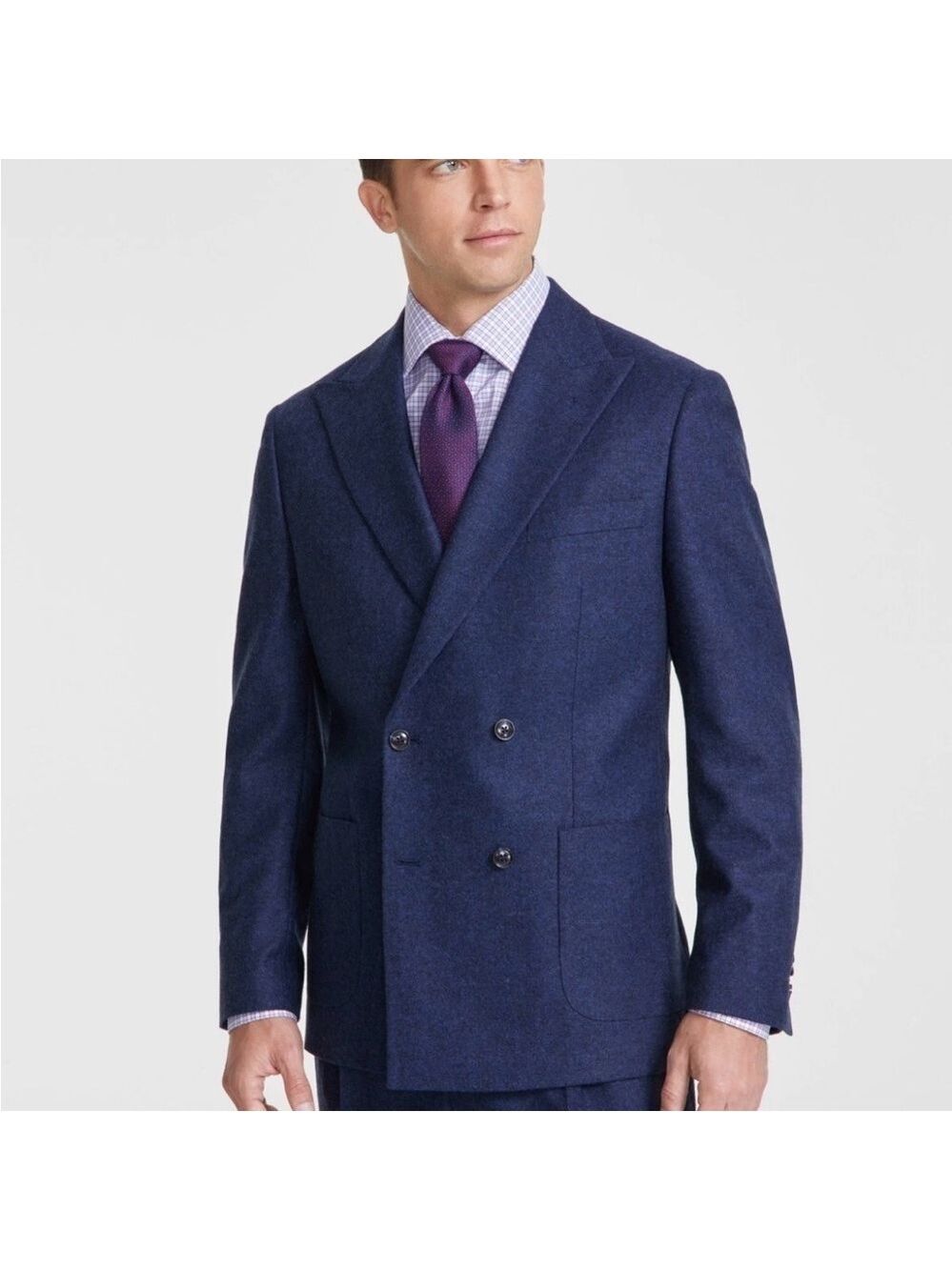 Tommy Hilfiger Mens Modern Fit Wool Double Breasted Suit Jacket Blazer 36R Blue